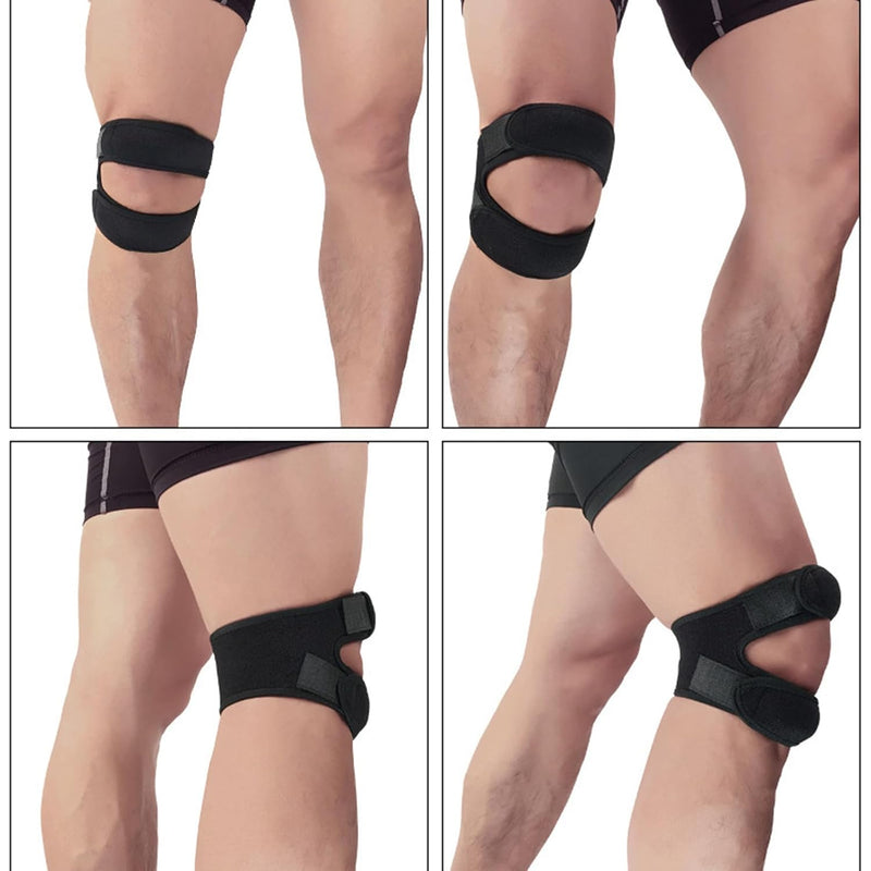 [Australia] - 2U2O Dual Patella Knee Strap for Pain Relief and Full Mobility, Adjustable Knee Stabilizing Brace Support for Running, Jumper, Tennis, Basketball, Arthritis, Tendonitis, Injury Recovery, Joint, Muscle S/M 