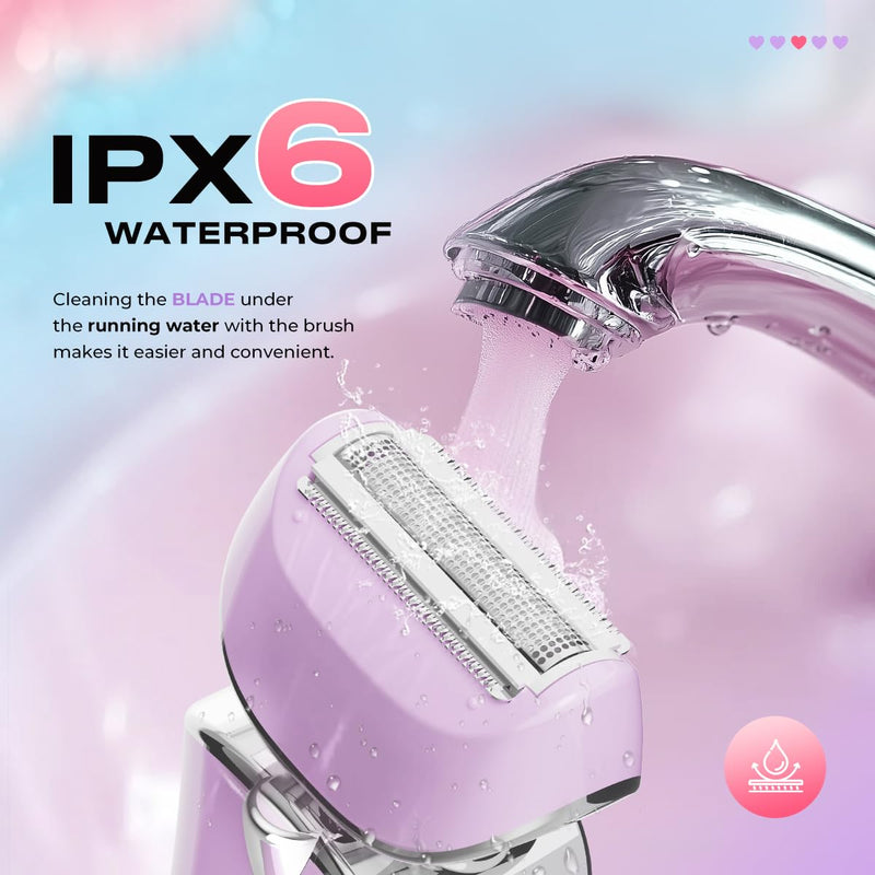 Electric Shaver for Women Rechargeable Wet Dry Electric Razor for Women, Waterproof Lady Shaver for Legs Arm Underarm Bikini Public Body Razor with One Extra Foil Blade Lilac