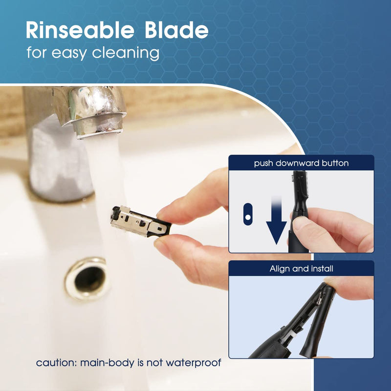 [Australia] - Funstant Eyebrow Razor for Men, Electric Precision Trimmer, Battery Operated, Facial Hair Trimmer for Eyebrows & Face, Pain-Free, Pull-Free, with Comb for Gentle Shaving Charcoal Black 