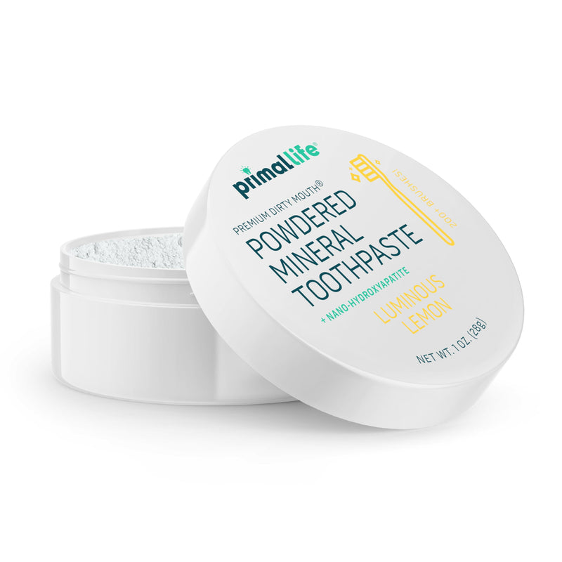 [Australia] - Primal Life Organics - Dirty Mouth Luminous Lemon Toothpowder, Tooth Cleaning Powder, Flavored Essential Oils with Natural Kaolin & Bentonite Clay, Good for 200+ Brushings, Paleo, Organic, Vegan 