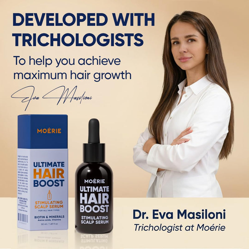 MOERIE Ultimate Hair Growth Serum for Natural Hair Regrowth & Thickening - Anti Thinning & Hair Loss Treatment for Women - Rapid Hair Growth Products - Scalp Oil Alternative - 1.69 fl oz / 50 ml Set of 1