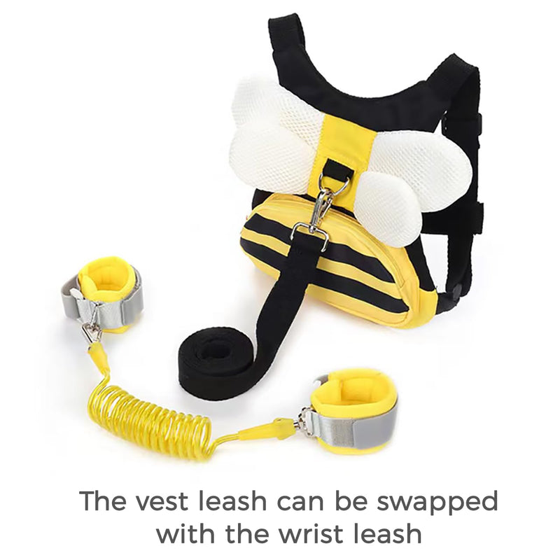 [Australia] - PandaEar 3 in 1 Toddler Harness Leashes + Anti Lost Wrist Link, Kids Bee Safety Backpack Harness with Children Leashes, Child Anti Lost Leash for Girls Boys Outdoor 