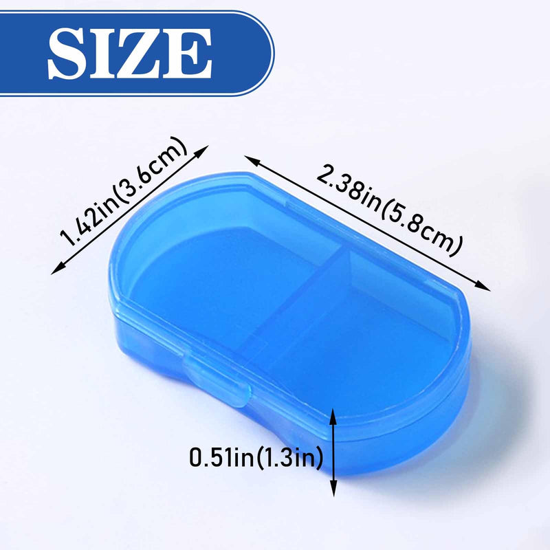 Mini Pill Case INVODA Portable AM & PM Daily Pill Organizer for Purse | Food Grade PP Material, Fit in Pockets or Handbags, for Vitamins, Fish Oil, Tablets Blue 1pcs