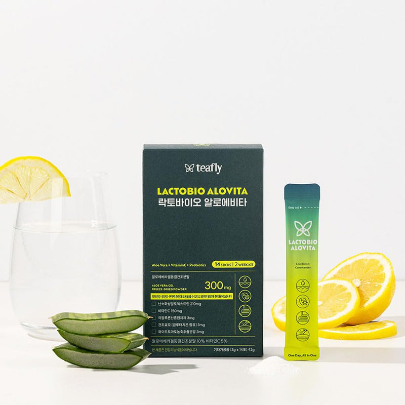 LACTOBIO ALOVITA Tea Yuzu 1 Count Bottle, Vitamin C, Aloe, White Tomato, Zero Sugar, Vegan, Halal, East Asia Origin, Valentines Day Gifts for Her Him Wife