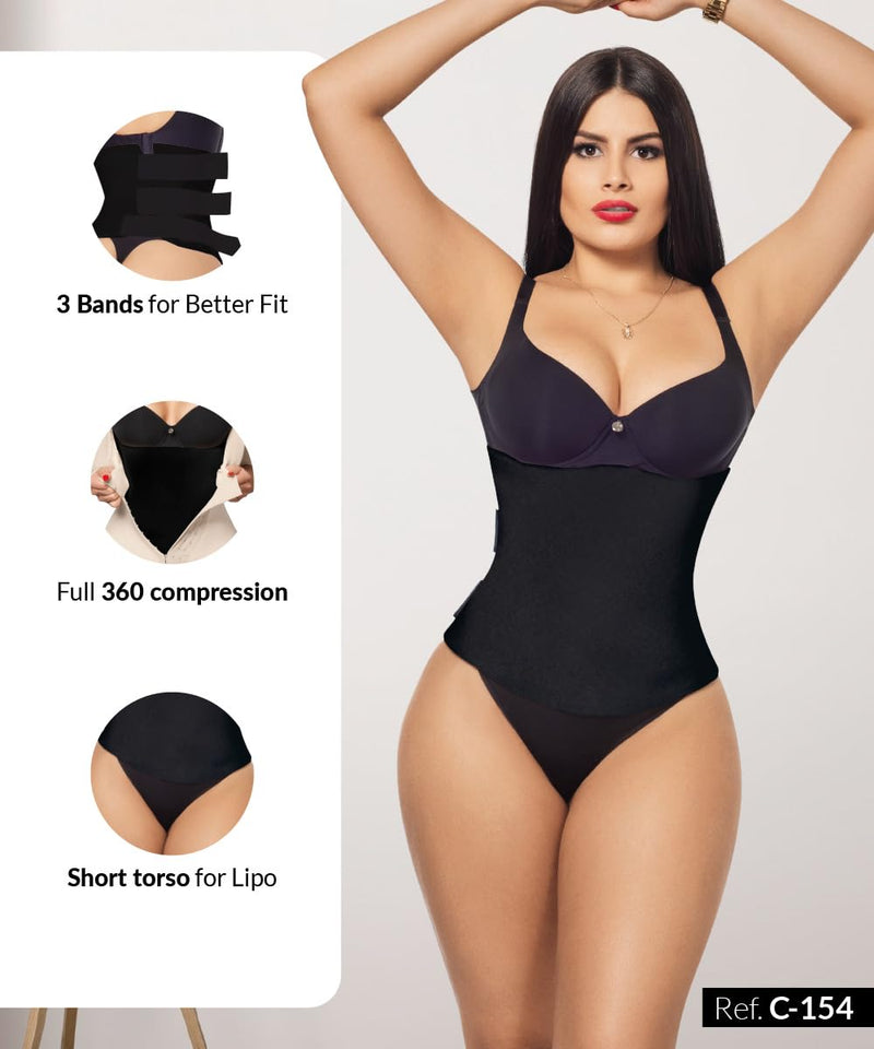 Forma Tu Cuerpo Lipo Foams Post Surgery Post-Operative Liposuction Recovery Compression 360 Tummy Tuck Foam (Black + Short 360 Lipo Foam, X-Small) Black + Short 360 Lipo Foam