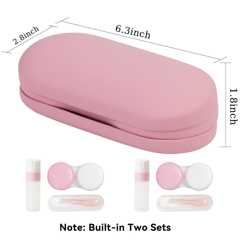[Australia] - Eyeglass Case,Double Sided Portable Contact Lens Case,2 in 1 Portable Contact Multifunction,Durable Lens Case E-Pink 