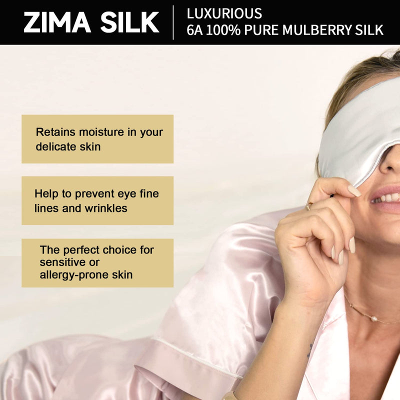 [Australia] - ZIMASILK Adjustable 22 Momme 100% Pure Mulberry Silk Sleep Mask, 3D Contoured Cup Eye Mask for Sleeping, Super Soft Breathable Blindfold, Perfect Blocks Light for Sleeping (Black) Black-adjustable 