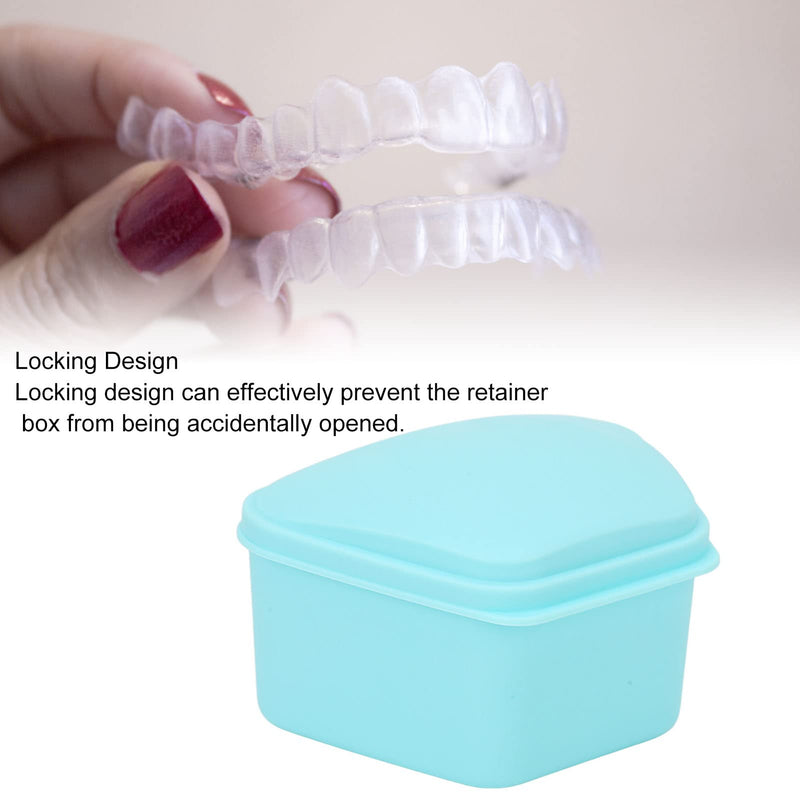 Trapezoid Retainer Case, Mouth Guard Cases, Denture Case Partial Tooth Case Denture Box Denture Storage Boxes, Travel Portable Denture Bath Box for Home Office Blue