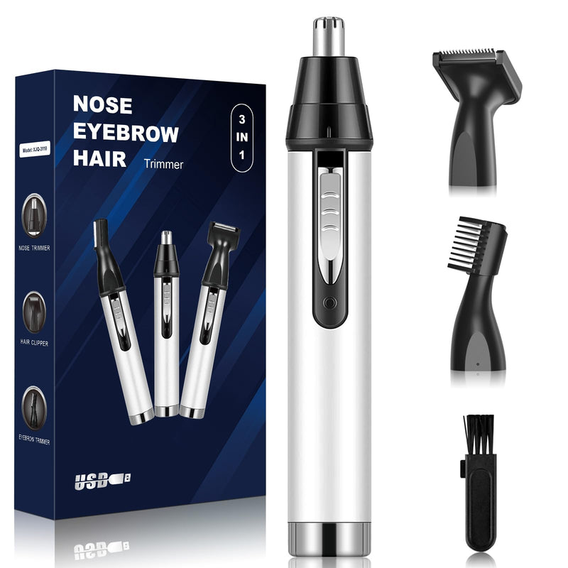 Ear and Nose Hair Trimmer for Women Men,2024 Rechargeable 2 in 1 Professional Painless Eyebrow & Facial Hair Trimmer with Powerful Motor