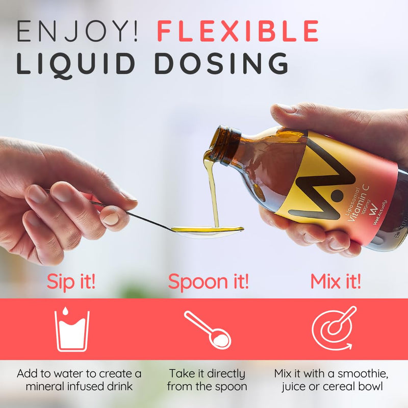 Liposomal Vitamin C 1000mg – High Strength Liquid VIT C Supplement - Immune System, Skin, Collagen, Brain & Energy Support - Vegan, 150ml - 30 Servings | Fruit Fusion 150ml Fruit Fusion