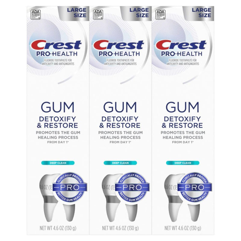 [Australia] - Crest Pro-Health Gum Detoxify and Restore Deep Clean Toothpaste, 4.6 Ounce (Pack of 3), Anticavity, Antibacterial Flouride Toothpaste, Clinically Proven, Gum and Enamel Protection 