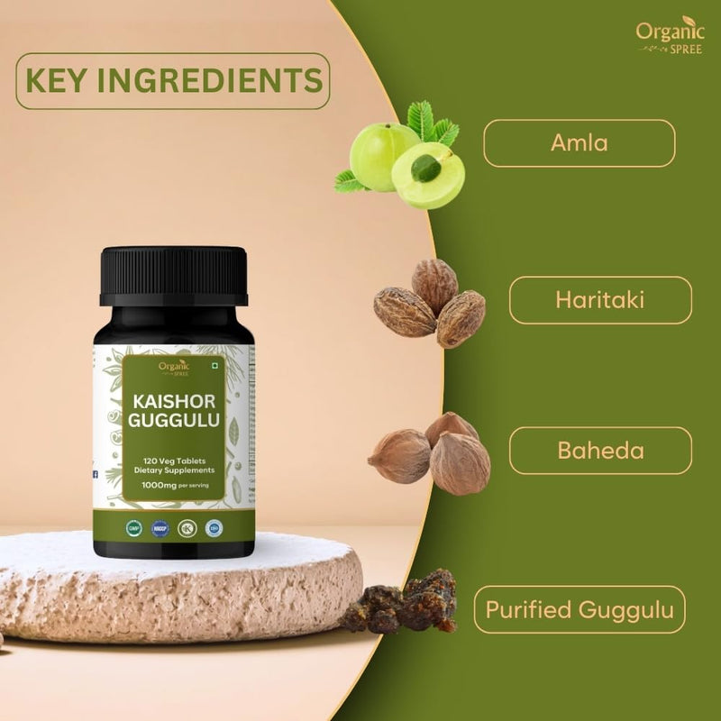 ORGANIC SPREE Kaishor Guggulu 120 Tablets - Ayurvedic Formulation - Certified and Vegetarian (1) 1