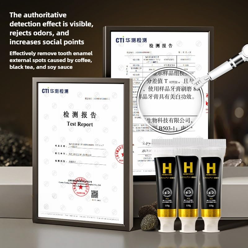 Japan HerBensius Black Truffle Toothpaste 110g*2, Toothpaste with Rich Foam.