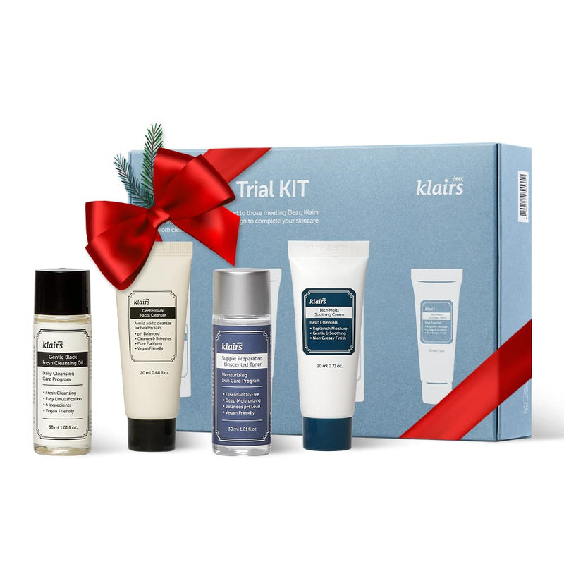 [Australia] - [DearKlairs] Skincare Trial Kits, 4 minis, cleansing oil, cleanser, toner, cream, Travel must haves, Gifts for Women, Stocking Stuffers for adults 
