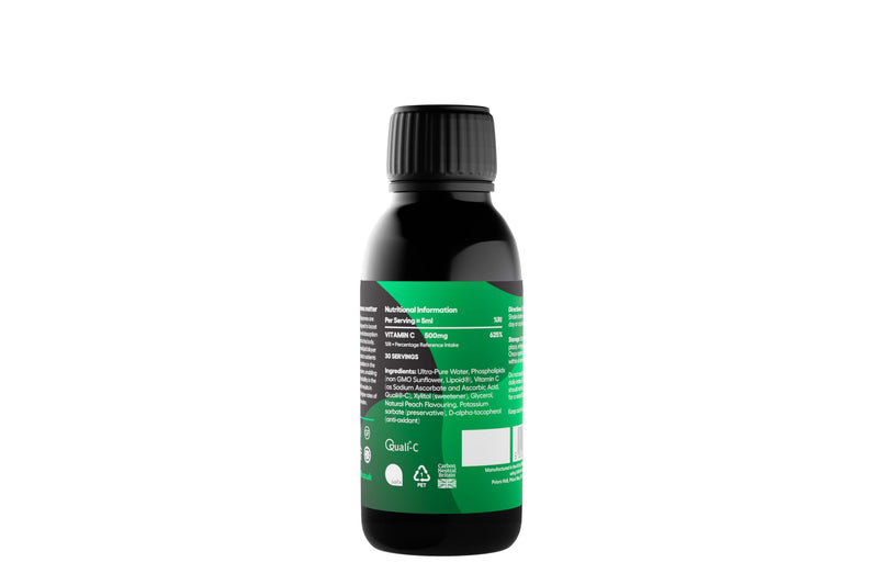 liposomal high Strength Vitamin C 1000mg (Peach Flavour) - lipolife LVC9. 30 Day Supply. Formulated with Quali-C and Sunflower phospholipids. Superior Nutrient delivery 150 ml (Pack of 1)