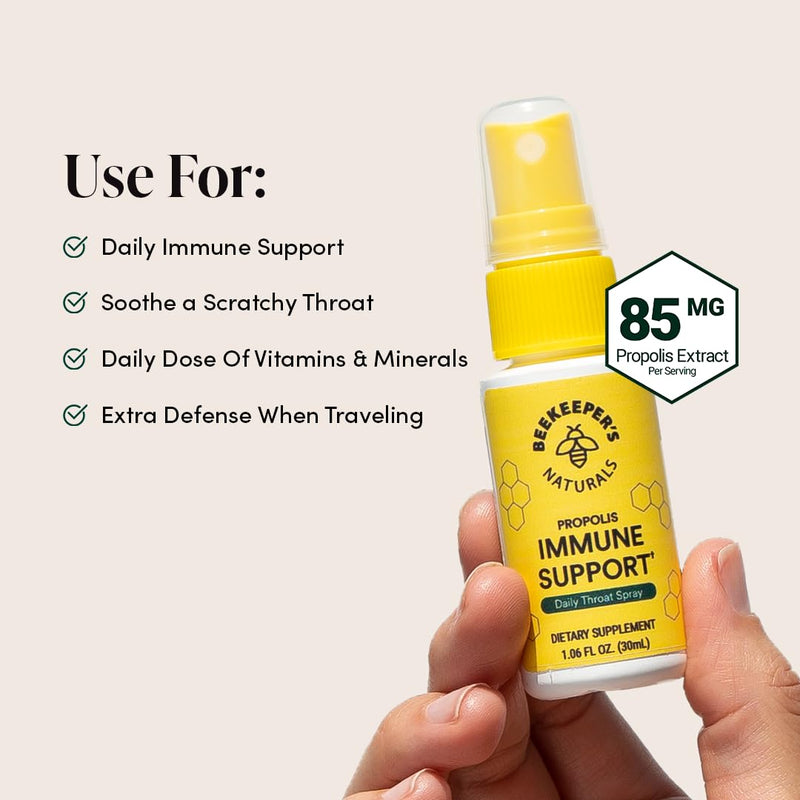 [Australia] - Propolis Throat Spray by Beekeeper's Naturals - 95% Bee Propolis Extract, Natural Immune Support & Sore Throat Relief - Antioxidants, Keto, Paleo, Gluten-Free (1.06 oz)(Pack of 1) Adult Propolis 1 Pack 1.06 Fl Oz (Pack of 1) 