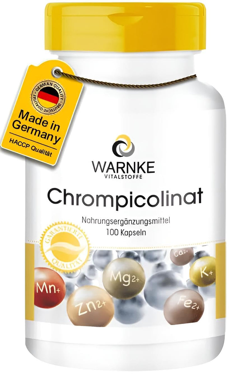 [Australia] - Chromium picolinate - with 60µg chromium per capsule - 100 capsules - essential trace element - vegan - Chromium Picolinate | Warnke vital substances - German pharmacy quality 