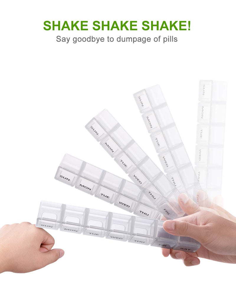 Sukuos Extra Large Weekly Pill Organizer 2 Pcs, Daily Pill Box 7 Day Pill Cases for Medicines, Vitamin, Fish Oils or Supplements, Easy to Clean Black+white