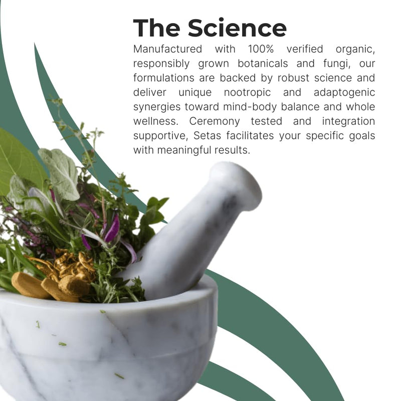 [Australia] - Setas Seeker Ceremony Quality Botanical Supplement Organic Motherwort, Gotu Kola, & Holy Basil to Support Deep Introspective Reflection & Self-Exploration, Vegan & Non-GMO, 60-Day Supply 