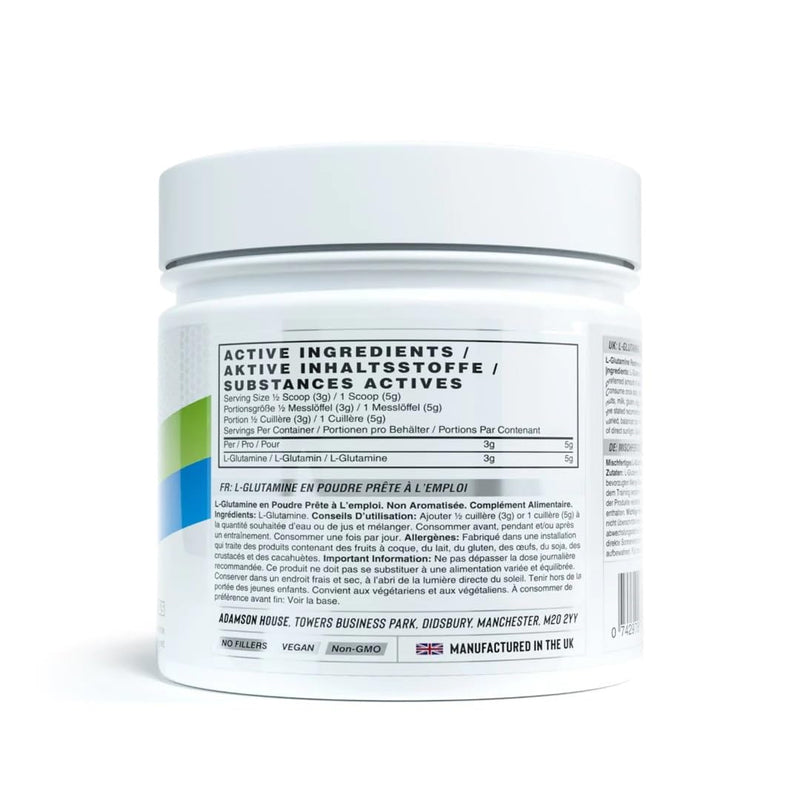 Naughty Boy L-Glutamine Powder, Micronised, Unflavoured and Vegan Friendly. Suitable for All Adults, 100 Servings.