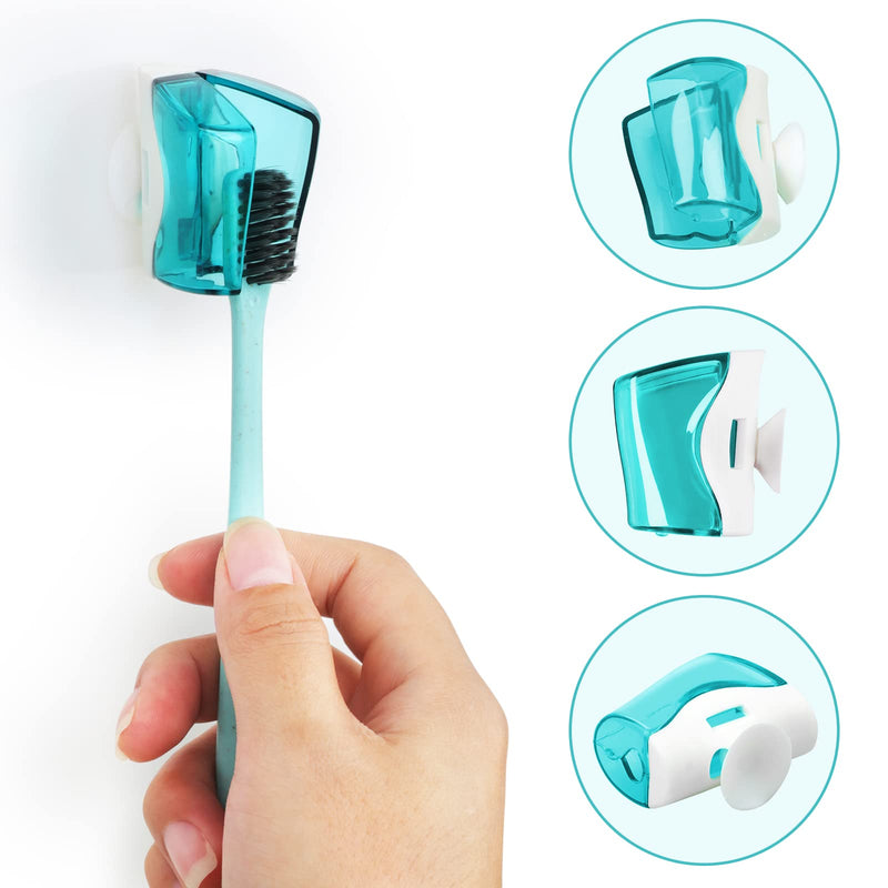 [Australia] - 6 Pack Travel Toothbrush Head Covers with Suction Cup Electric and Manual Toothbrush Cover Clip Portable Plastic Toothbrush Protector Cap Brush Pod Case for Traveling, Camping, Bathroom, Home, School 