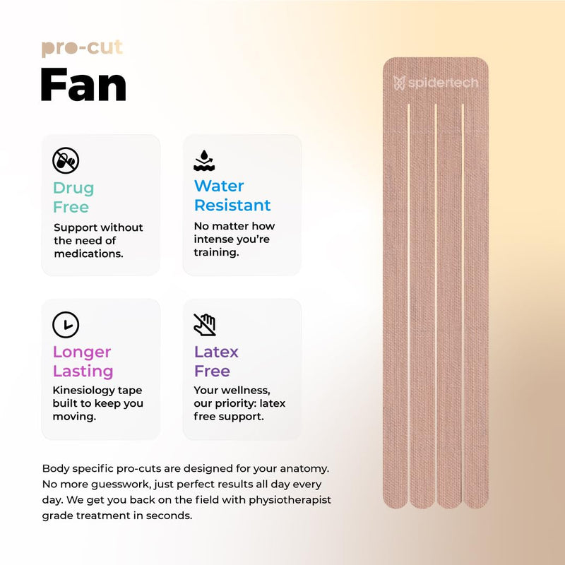 Spidertech Professional Pre-Cut Cotton Kinesiology Tape for Lymphatic Drainage - for Athletes, Sports Physiotherapists, and Chiropractors - Gentle (10 Pack)