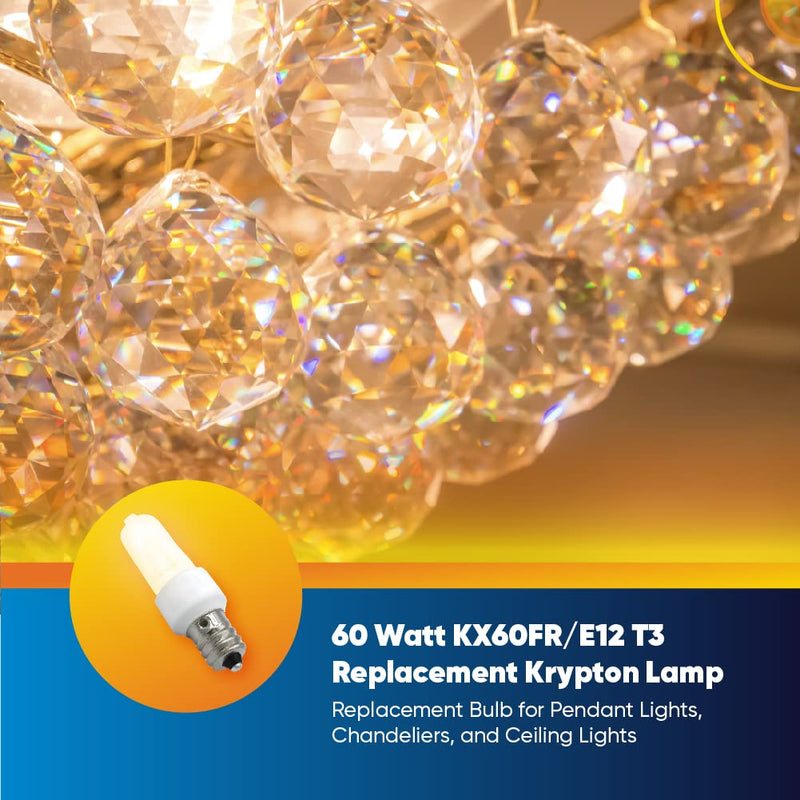 [Australia] - 60W 120V Xenon E12 Bulb Replacement for Kichler 5905fst by Technical Precision - T3 Xenon Lamp Replacement - E12 Candelabra Screw Base - Frosted - 2700K Warm White - 1 Pack 