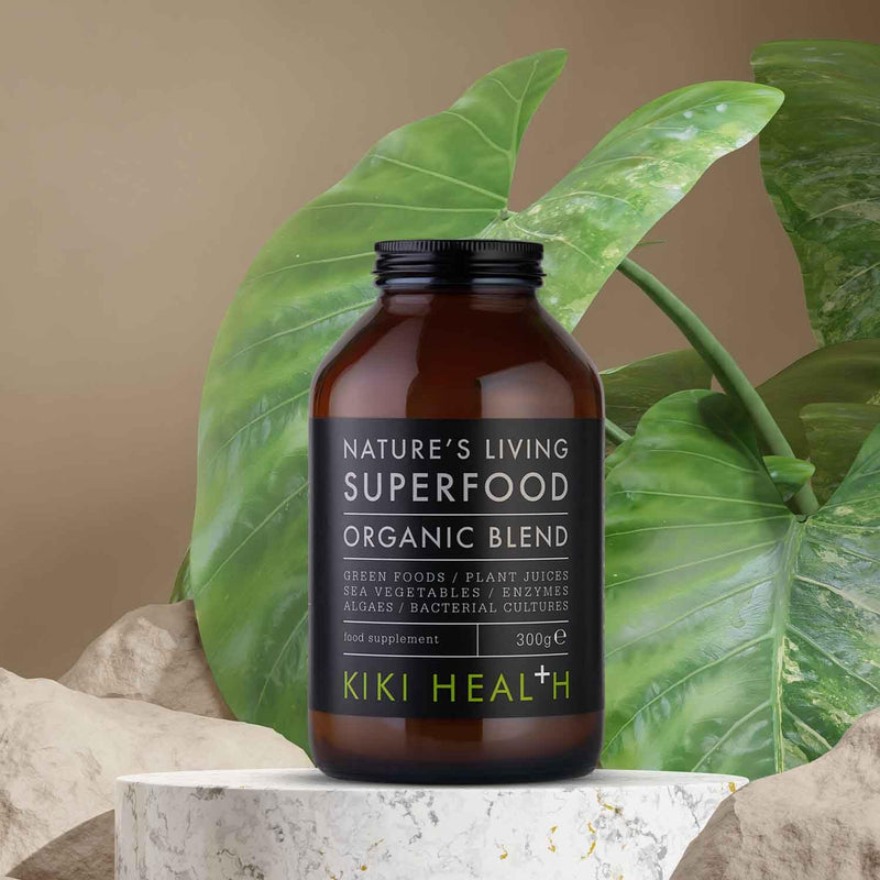 KIKI Health Nature's Living Superfood Powder - 47 Ingredient Superfood Blend with Plant-Based Vitamin B Complex - Raw Greens & Plant Juices - Vegan & Gluten Free 300g 300 g (Pack of 1)