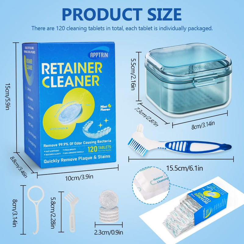 [Australia] - ACWOO retainer cleaning tablets, 120 tablets fresh retainer, braces cleaning tablets, dentures, mouth guard cleaner, retainer cleaner tablet 