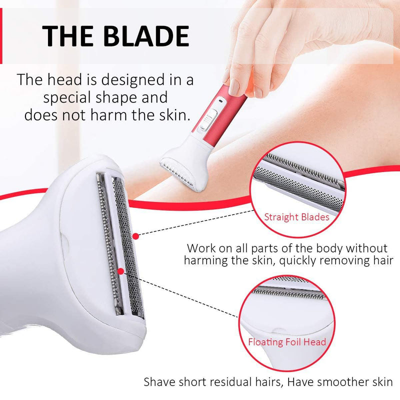 [Australia] - 5 in 1 Electric Razor for Women Removal for Body Nose Hair Trimmer Face Shavers Eyebrow Legs Armpit Bikini Area Pubic Underarms Painless Rechargeable Portable Facial Hair Removal 