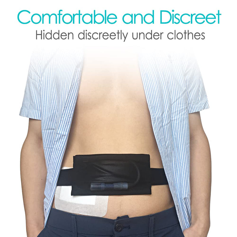 [Australia] - Breathable Peritoneal Dialysis Belt with Mesh Pocket PD Catheter Holder Accessories No-Bounce for Secure Transfer Set Peg G Feeding Tube Line Adults Women Men Black 