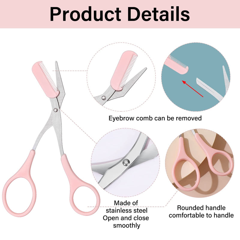 [Australia] - 4 pieces beauty eyebrow scissors trimmer scissors with comb and eyebrow razor set, eyebrow scissors, eyebrow scissors with comb, precision eyebrow trimmer beauty tool for men women 