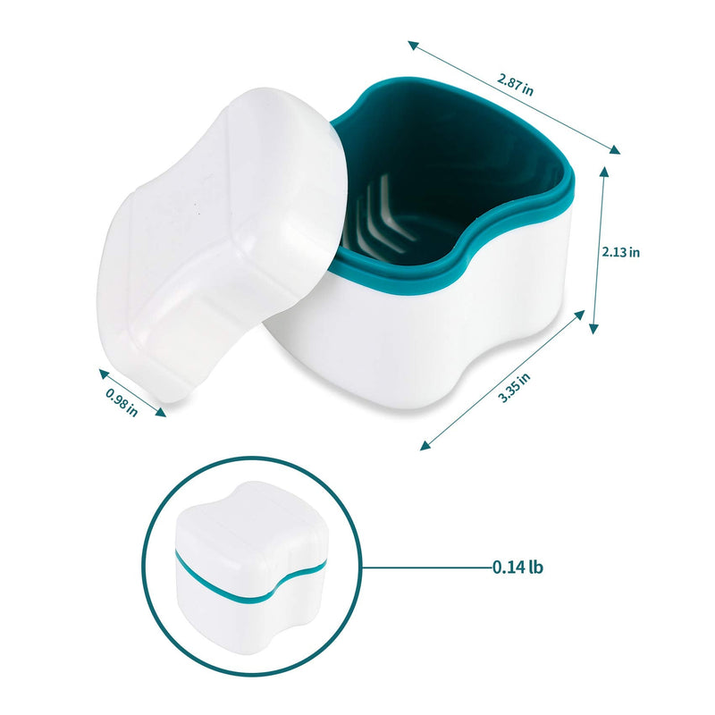 [Australia] - Denture Bath Case with Strainer Basket, Orthodontic Dental Retainer Storage Soak Container Cleaning Soaking Cup, Moth Guard Storage Box Holder for Office|Travel|Household Dark green 