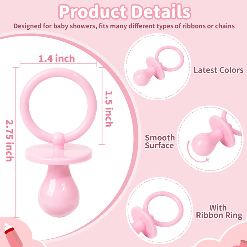 [Australia] - 36 Plastic Pacifiers for Baby Shower Game, 2.75‚Äô‚Äô Baby Shower Pacifiers, Pink Pacifiers Baby Shower Decoration DIY, Gender Reveal Party Table Scatter/Baby Shower Party Favors (Pink) 2.75'' Pink 36pcs 
