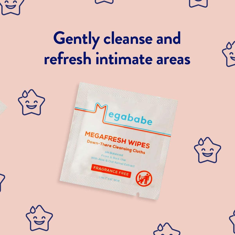 [Australia] - Megababe Megafresh Wipes | Unscented Cleansing Wipes for the Intimate Area | pH Balanced, Front & Back Use | 16 Individually Wrapped Wipes (Pack of 1) 