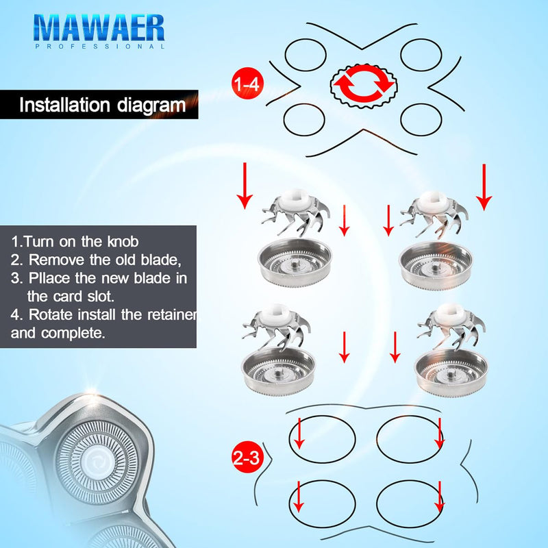 [Australia] - 8 PCS Head Shaver replacement Blades for SKULL SHAVER Pitbull Carver PRO 4 Head Electric Razor Replacement head 8 Pcs Silver 