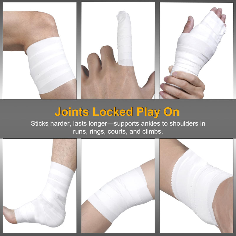 [Australia] - Athletic Tape, White Cotton Elastic Sports Tape, Very Strong Easy Tear No Sticky Residue Tape for Ankle, Wrist, and Injury Taping, Suitable for Climbing, Basketball（1.5in*10yd） (White, 6 Pack) 