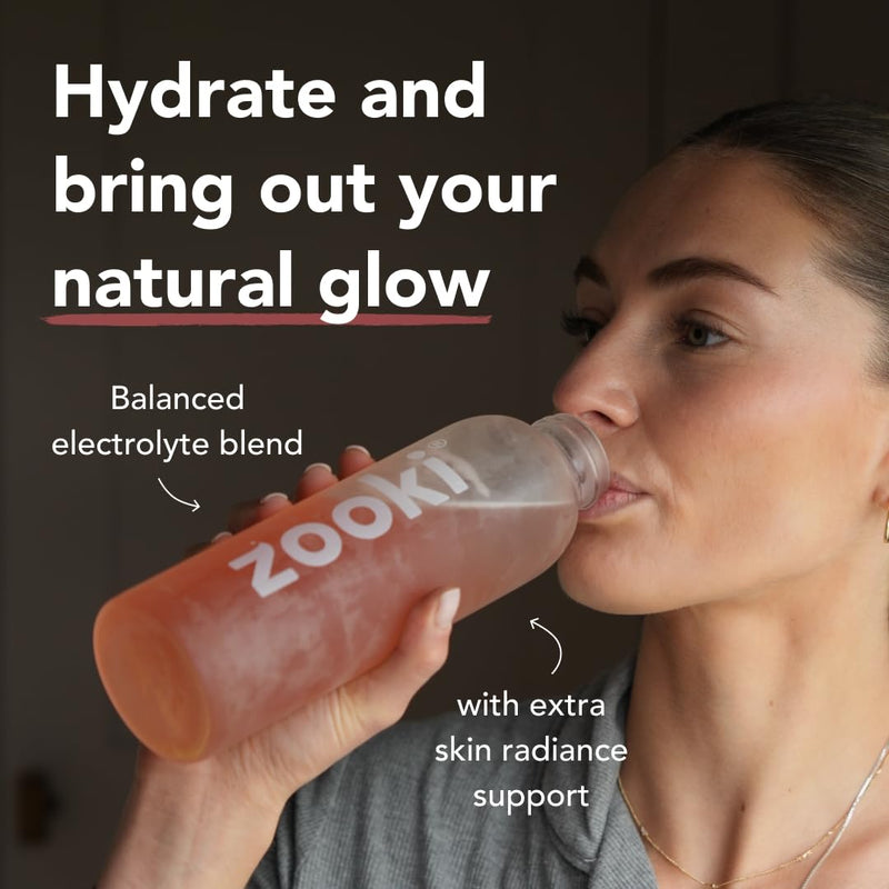 Zooki Electrolytes+ Skin Radiance Hydration Electrolytes Sachets – Pomegranate Lemon Flavour Electrolytes with Damasty Rose Extract, B Vitamins & Vitamin C, Sugar Free Hydration Sachets (30 Servings) 30 servings (Pack of 1)
