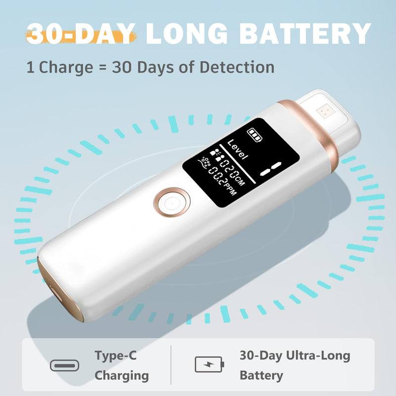 [Australia] - Smart Bad Breath Tester - Hygienic pop-up Probe, Portable Bad Breath Tester with SGS lab-Grade Accuracy MEMS Sensor, 4 Levels of Odour Analysis and Intelligent Social Distance Guidance White 