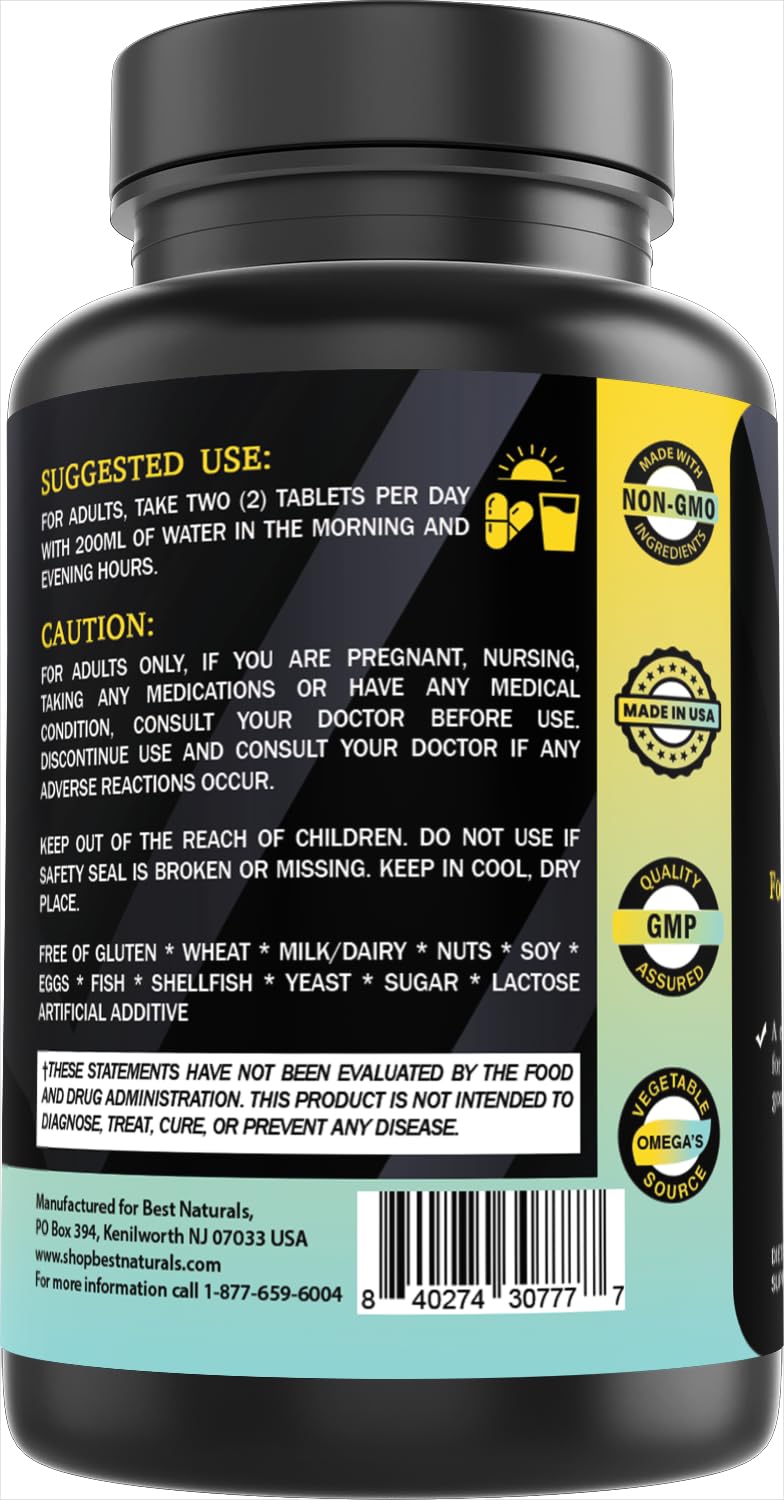 Best Naturals Day-to-Day Immune Food Baded Supplements 90 Tablets - Made in The USA with Mushroom Blend, Digestive Enzyme Blend, Fruit & Vegetable Blend