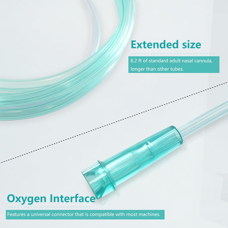 [Australia] - 5 Pack Soft Oxygen Nasal Cannula for Adult, 8.2 feet Standard Nasal Cannula Tubing for Oxygen Concentrator, Oxygen Tubing for Kink Resistant, Lightweight Adult Size 5 pack 