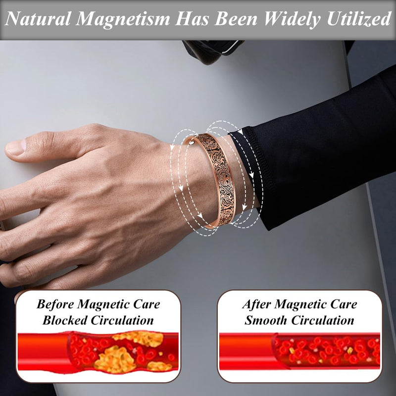 [Australia] - Vicmag Copper Bracelet for Men 9X Strength Magnetic 99% Pure Copper with 5000 Gauss Magnets, Tree of Life Present Box Adjustable Tree Raven Copper 