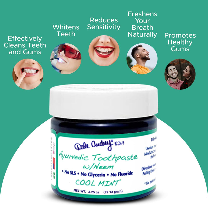 [Australia] - Dale Audrey Ayurvedic Mineralizing Toothpaste for Sensitive Teeth| Organic Refreshing Mint Flavor Teeth Whitening and Fresh Breath | Natural Toothpaste for Gums and Bad Breath(3.25 Oz) 
