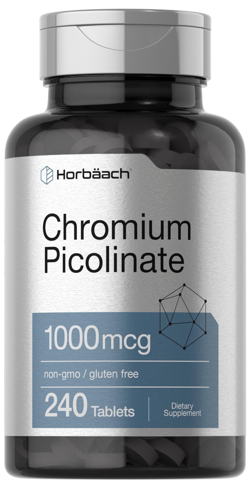 Chromium Picolinate 1000mcg | 240 Tablets | Vegetarian Formula | Non-GMO, Gluten Free Supplement | by Horbaach