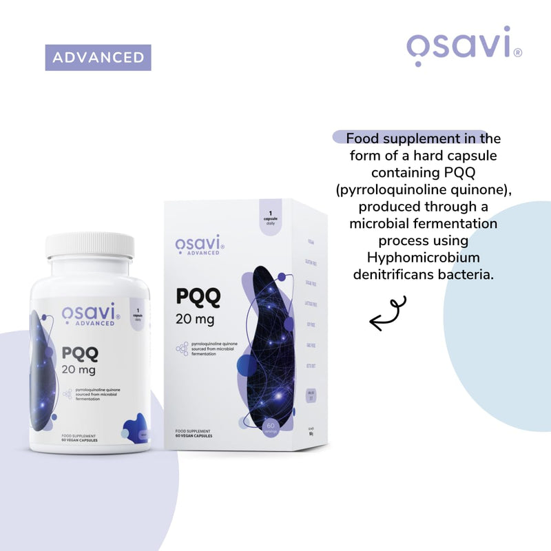 Osavi PQQ 20 mg – 60 Vegan Capsules | Microbially Fermented Pyrroloquinoline Quinone for Cellular Health Support
