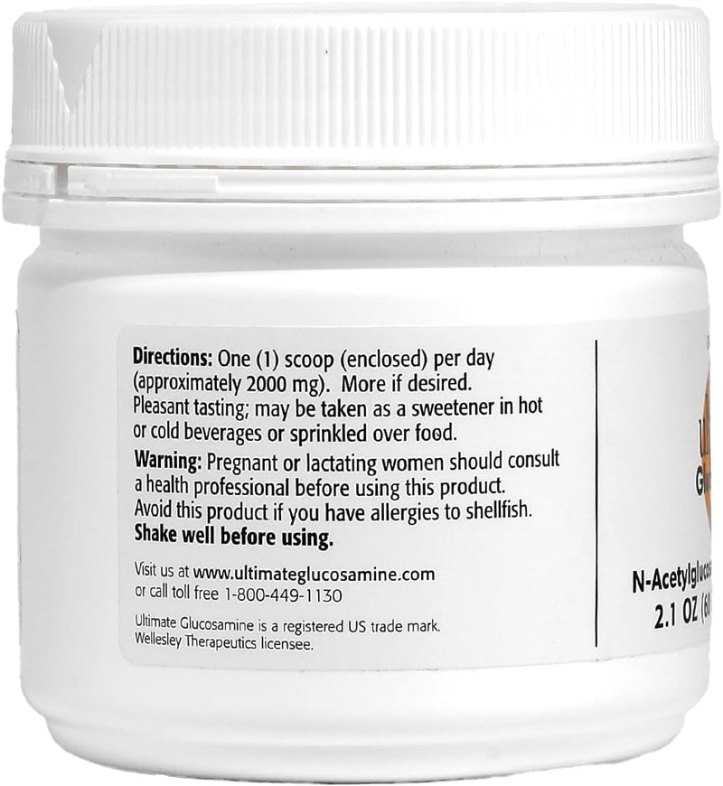 [Australia] - Ultimate Glucosamine Wellesley Therapeutics Inc, Aids Joint Repair, Mobility & Comfort, Long Term Joint Maintenance, Non-GMO, Gluten-Free, Dairy-Free, Diabetic Friendly, 60g, 30 Servings 