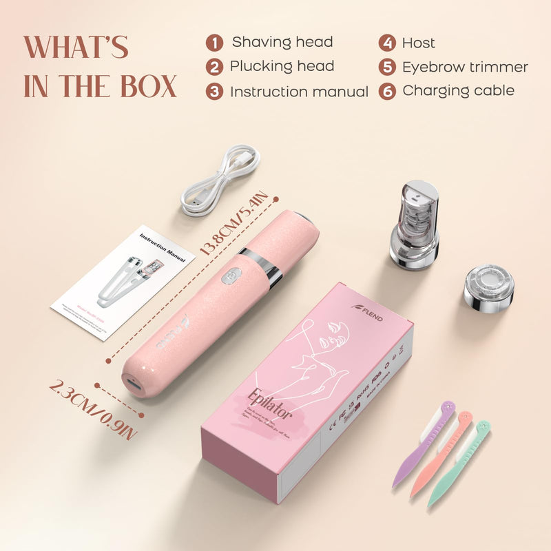 [Australia] - Facial Hair Remover for Women, 2-in-1 Epilator for Women with LED Light USB Rechargeable Portable Electric Epilators Painless Lady Shavers for Face, Lip, Chin, Leg, Arms, Bikini (Pink) Pink 