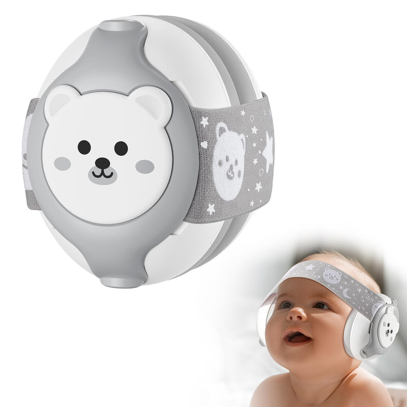 Baby Headphones-Infant Ear Protection for Babies 0-36 Months,Baby Earmuffs with Little Bear Design Noise Cancelling Headphones for Improves Sleep,Baby Travel Essentials for Outdoor Grey