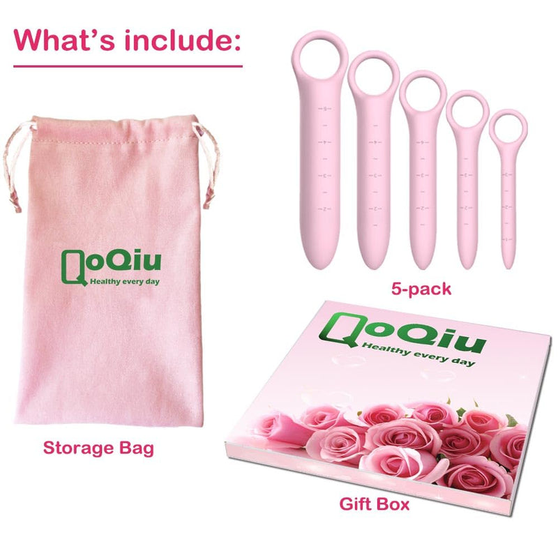 [Australia] - Silicone Dilators for Pelvic Floor for Women with Fine Scales, 5-Pack Pink with Storage Bag, Pelvic Wand Massager, Pelvic Floor Muscle Trainer, Pelvic Floor Strengthening Device 