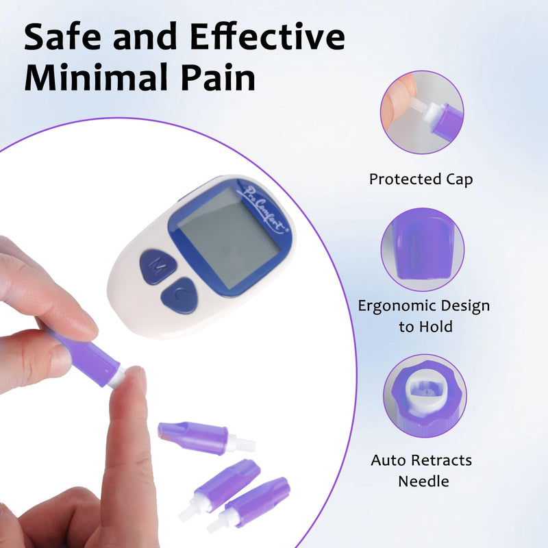 [Australia] - Safety Lancets for Diabetes Testing [100 Count] 30 Gauge 1.8 mm All-in-One Pressure Activated Sterile Blood Lancets for Comfortable Testing 30G 